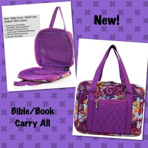 NWT Diwi 100% Cotton Bible/Book Zippered Tote w/Handle in Purple Paisley